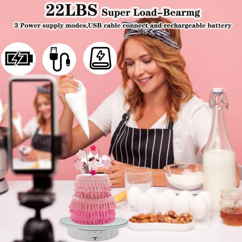 JAYEGT 2 in 1 Motorized Rotating Display Stand with 5.74 /8.66 inch Replacement Mirror Cover，Max 22lbs Load with Remote controller , 360 Degree Electronic Turntable Display Stand for Photography - Image 5